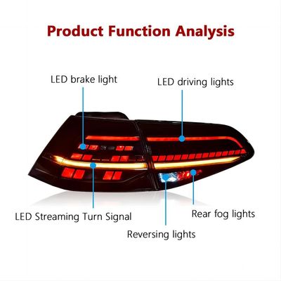 Taillight Assembly For Volkswagen Vw Golf 7 13-21 Retrofit 7.5 Generation Full Led Rear Tail Light Flow Steering Running